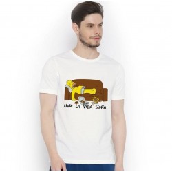 Tričko biele Simpsons Livin La Vida Sofa